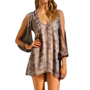 Lovers Friends Gracie Dress Womens M Brown Snake Print Boho Chic‎ Mini Festival